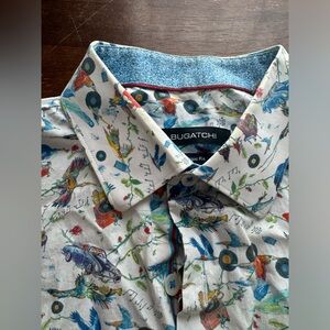 Bugatchi long sleeve collared Casual Fit Cotton Button Up Tropical Pattern